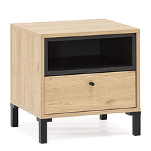 VS Venta-stock Comodino Javea 1 cassetto e 1 nicchia, Color Legno e Nero, 45 cm (Larghezza) 40 cm (profonditá) 47,5 cm (Altezza)