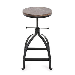 IKAYAA Sgabelli da Bar, Sgabelli da Bar Altezza Regolabile Girevole Cucina Sala Colazione Sedia Naturale Pineta Top Bar Stool, Vintage Nero