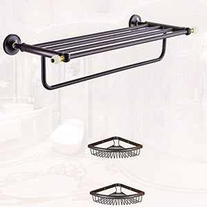 MBYW Portasciugamani Moderno Minimalista Portasciugamani Elegante per Il Bagno di Moda Mensola in Rame Nero Antico portasciugamani Bagno Bagno Squisito Ciondolo Hardware Set a Due Pezzi