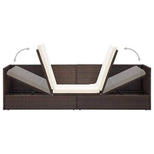 vidaXL Lettino Prendisole da Giardino Cuscini in Polyrattan Marrone