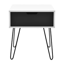 [en.casa] Tavolino d´appoggio 'Rosenheim' / Comodino/Como/Sideboard (Bianco/Grigio) con cassetto 40x40x44cm