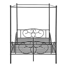 [en.casa] Letto Francese a Baldacchino 140x200 cm Struttura Letto in Acciaio con Elementi Laterali Decorativi in Stile Classico/Romantico - Nero