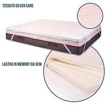 Topper Correttore 160x190cm standard in Memory Foam Alto 6 cm per Materasso Matrimoniale con Rivestimento Silvercare sfoderabile, antibatterico, Ipoallergenico, Lavabile