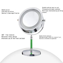 Specchio per il trucco 3x Specchio per il trucco illuminato ingrandito Specchio ingranditore rotondo bifacciale Specchio da trucco girevole a 360 gradi Specchio da bagno da barba con diametro di 8 pol