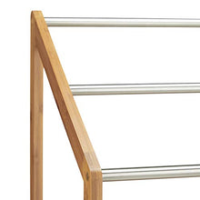 Relaxdays Porta Asciugamani in Bambù, con 3 Aste, Stand da Terra per Bagno, Moderno, HLP 103x41x28 cm, Legno Naturale