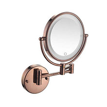FHQCU Specchio per Il Trucco Specchio a Parete Specchio di Bellezza a LED Ingrandimento 5X + Normale Touch Screen da 8 Pollici Specchio da Trucco Rotondo a Parete Specchio da Trucco Girevole a 360 °