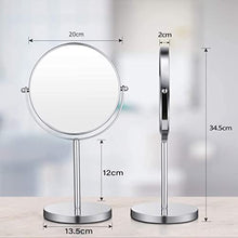 ANGNYA Specchio Trucco da Tavolo, Doppia Faccia Specchio Ingranditore 5X/1X, Specchio da Bagno Rotazione a 360︒ Stile Retrò, Bordo e Piedistallo Trasparente，Argento, Supporto Cromato