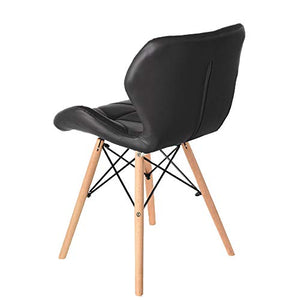 Luckeu - Set di 4 sedie da pranzo in pelle, stile retrò, con gambe in legno, comode sedie per soggiorno, sala da pranzo, camera da letto, cucina, salotto, ristoranti, casa