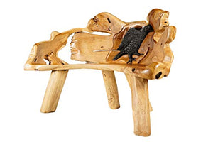 Windalf Vikings - Panchina con corvo nero Hugin, 145 cm, realizzata a mano, in legno di radice