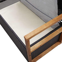 vidaXL - Panchina con vano portaoggetti, 110 cm, in polyrattan, legno massiccio di acacia, colore nero