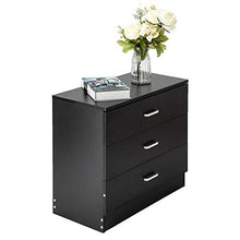 XUFAN Tavolo da Comodino Comodino a 3 cassetti a 3 cassetti in Legno Nero comodini (Color : A)