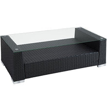 TecTake 800904 Set di Mobili Rattan, Divano + Poltrona + Tavolo, Arredamento da Giardino, 2X Set di Rivestimenti per Cusci, 4 Cuscini Extra, Viti in Acciaio Inox (Nero)