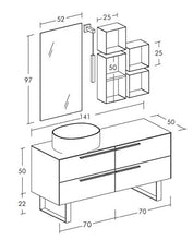 Dafne Italian Design Mobile Bagno Moderno con lavabo a Terra – Castagno Naturale Levigato – Gres porcellanato Amber Spatolato