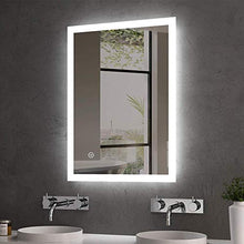HFFFHA Specchio per Il Trucco da Bagno a LED - Specchio per Trucco da Parete per Bagno Sottile con luci a LED Interruttore antiappannante con Interruttore a sfioramento Impermeabile IP44