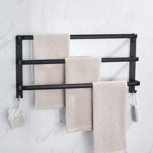 Portasciugamani Nero Portasciugamani a Parete Portasciugamani a 3 Strati con Gancio, Portasciugamani da Bagno, Due metodi di Installazione Mensole da Bagno da 50 cm