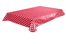 Tovaglia in tela cerata plastificata rettangolare 140 x 200cm a pois Rosso