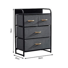 XHCP Cassettiera con 4 cassetti Credenza da Soggiorno Tavolino con cassetti per cameretta Camera da Letto Guardaroba Cameretta Giochi per Bambini Giocattolo Tessuto Antracite Finitura n
