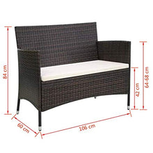 Tidyard Panchina da Giardino, Panchina da Esterno in Polirattan Marrone 106x60x84 cm
