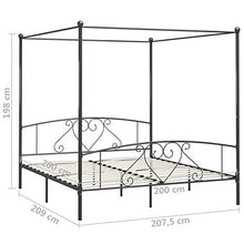 Tidyard Letto a Baldacchino in Metallo Struttura Letto Matrimoniale Design Moderno Telaio Letto Moderno in Metallo Letto con Doghe 200x200 cm Grigio