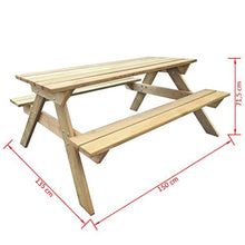 lahomie Tavolo con panche da PIC-nic in Legno, Tavolo da Picnic con 2 panche Integrato alla Struttura in Legno massello Robusto 150x135x71,5