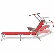 Lechnical Lettino,Lettino,Sdraio reclinabile con Parasole,Schienale Pieghevole e Regolabile, Leggero, lettini da Sole con tettuccio per Struttura in Acciaio da Giardino, Rosso