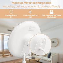 Auxmir Specchio Trucco con Luci a 3 Colori, Specchio da Tavolo, Specchio Cosmetico con Specchietto Ingranditore 10X, Luminosità Regolabile, Ricaricabile, Batteria al Litio, per Bagno e Viaggio