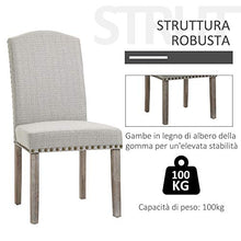 homcom Set 2 Sedie Imbottite Classiche da Salotto e Soggiorno, Rivestimento in Poliestere e Gambe in Legno, Grigio Chiaro, 51x64x99.5cm