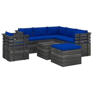 FAMIROSA Set Divani da Giardino su Pallet 8 pz con Cuscini Massello Pino-2041