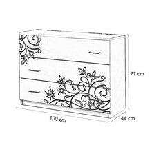 MF Comò Cassettiera 3 Cassetti Laccato Lucido, 100 x 77 x 44 cm (Bianco Serigrafato)