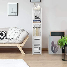 Zerone - Armadietto portaoggetti da bagno, in legno bianco, moderno, autoportante, con porta a scatto e ripiano aperto, per casa, soggiorno, camera da letto, 100 x 20 x 20 cm