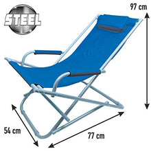 BAKAJI Sdraio Spiaggina Prendisole Dondolino Pieghevole Salvaspazio Struttura in Acciaio e Tessuto Oxford Imperbeabile con Poggiatesta Imbottito per Mare Spiaggia Piscina Relax (Blu)