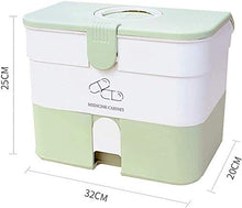 Scatola dei medicinali, Cassetta di Pronto Soccorso Portatile con Chiusura a Prova di Bambino per la casa, Multifunzionale con Manico, Custodia Medica Portatile con Scomparto per Inserti,-Green