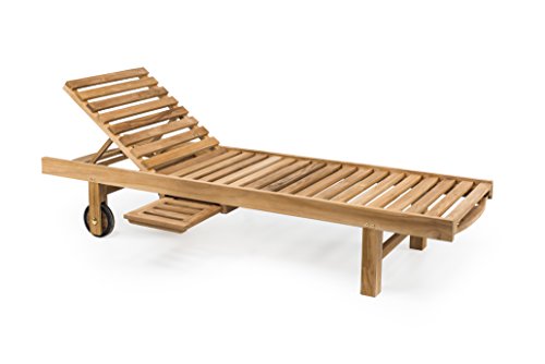 RSPL Lettino da Esterno in Vero Teak Naturale pregiatissimo. Arredo Piscina e Giardino di Alta qualità