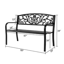 Panchine in ferro da 50 pollici per esterni, decorazione classica del cortile, parco ricreativo per patio giardino cortile