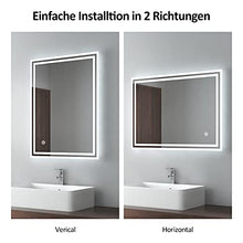 EMKE Specchio bagno LED 50x70cm specchio da bagno con illuminazione specchio da parete a luce bianca fredda con interruttore touch + anti-appannamento IP44 a risparmio energetico