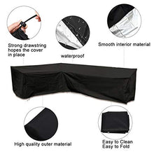 Copridivano Angolare da Giardino, Copertura per Divano da Giardino a Forma di L, Impermeabile, Anti-UV, Nero,215x215x87cm