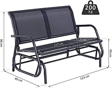 Banco da giardino giuramento mobili da giardino in metallo 2 persone, panca da giardino a battente Giardino giardino swong sedia panca,Black