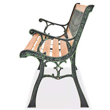 lyrlody- Panca da Giardino a 3 Posti, Panchina da Esterno Panchina in Ghisa e Legno con Schienale a Rombi e Braccioli, 122 x 51 x 73 cm