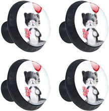 Kitten Flower Cute Pomelli per Porta Set di 4 Pomelli per Mobili Manopole per Cassetti Cucina Armadio Vetro