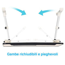 BAKAJI Tavolino Vassoio da Letto Divano Supporto per Notebook PC Laptop Tablet con Ventola USB Struttura Alluminio Piano in Legno Pieghevole Altezza e Inclinazione Regolabile (60 x 30 x 27 cm)