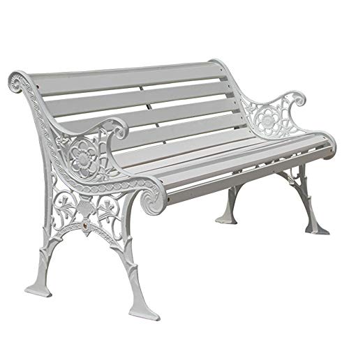 Panchina Terrazza da Parco Panchina Tempo Libero, Panca Giardino Resistente Intemperie con Struttura Ghisa e Legno Massello Anticorrosivo, 2-3 Posti Panche Decorative retrò per Portico Prato Cortile