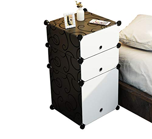OCCP Armadio da Camera da Letto Fai-da-Te Armadio Multifunzione Scatola di plastica Decorazione Domestica e Deposito per Bambini (Bianco e Nero)