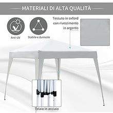 Outsunny Gazebo Pieghevole da Giardino 3x3m Struttura in Acciaio, Corde Antivento e Sacca di Trasporto, Bianco