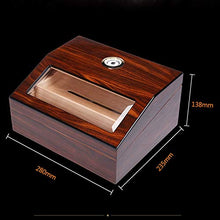 Sigari-Portasigarette Scatola di sigaro idratante in legno massello di cedro semplice moderno europeo, sistema di raffreddamento ad aria a 360 ° Prospettiva Design della finestra Igrometro esterno Dop