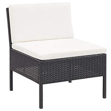 Tidyard Set Divani da Giardino in Polyrattan, Set Divano Esterno con Cuscini Nero 5 pz