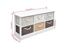 Mobile Contenitore Soggiorno Basso,6 Cassetti Credenza Bassa Soggiorno in Legno di Paulownia + Compensato Mobile Contenitore Decape Bianco Beige Grigio Marrone 95 x 28 x 47 cm