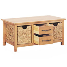 vidaXL Massello di Rovere Credenza con 2 Cassetti 2 Cestelli Rimovibili Telaio Robusto Rustica Cassettiera Mobiletto in Giacinto d'Acqua