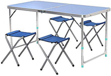 Tavolo da picnic all'aperto Set da tavolo da picnic da campeggio pieghevole con 4 sgabelli, patio ombrellone foro e maniglia, tavolo pieghevole portatile regolabile per partito, spiaggia, cortile, bar