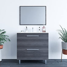MarinelliGroup Mobile Bagno 80 cm con lavabo in Ceramica e Specchio con cassetti Grigio Cenere Petalo
