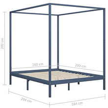 SKM Giroletto a Baldacchino Grigio Legno Massello di Pino 160x200cm